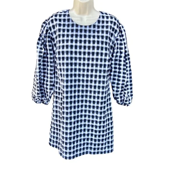 J. Crew Puff-sleeve mini dress in textured plaid - Picture 6 of 10